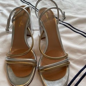 Gianvito Rossi Metallic Silver Strappy Heels